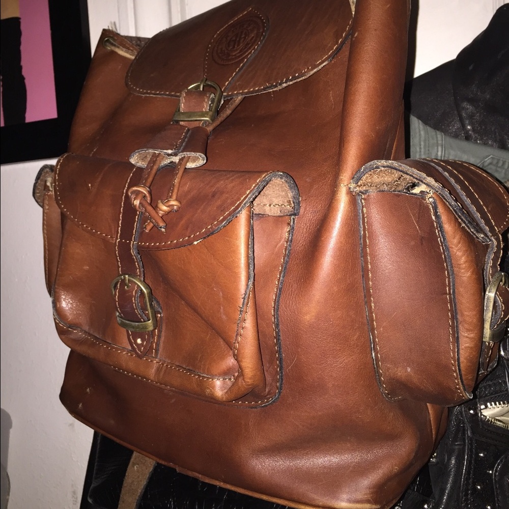Cognac leather backpack